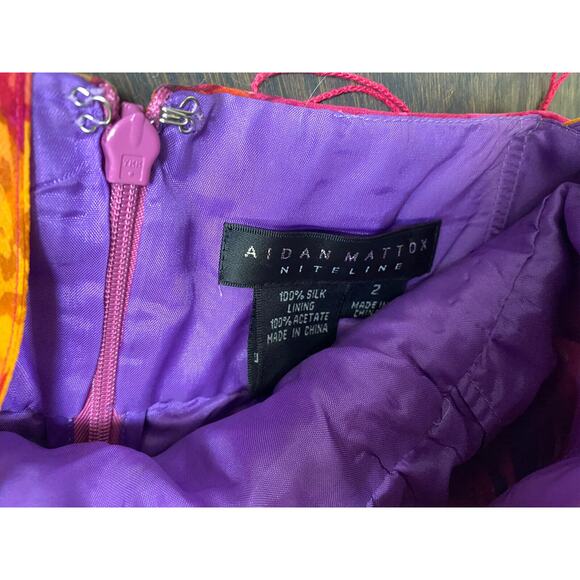 Aidan Mattox % Silk Chiffon‎ Floral Print Dress Halter ~Sz 2~Beautiful - Picture 6 of 8